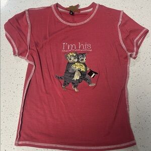 Red Graphic T-Shirt with Cat Design